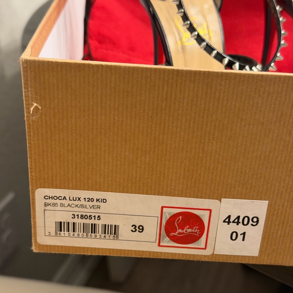 Christian Louboutin 120mm Choca Lux leather sandal heels. Size 39. - Picture 3 of 7